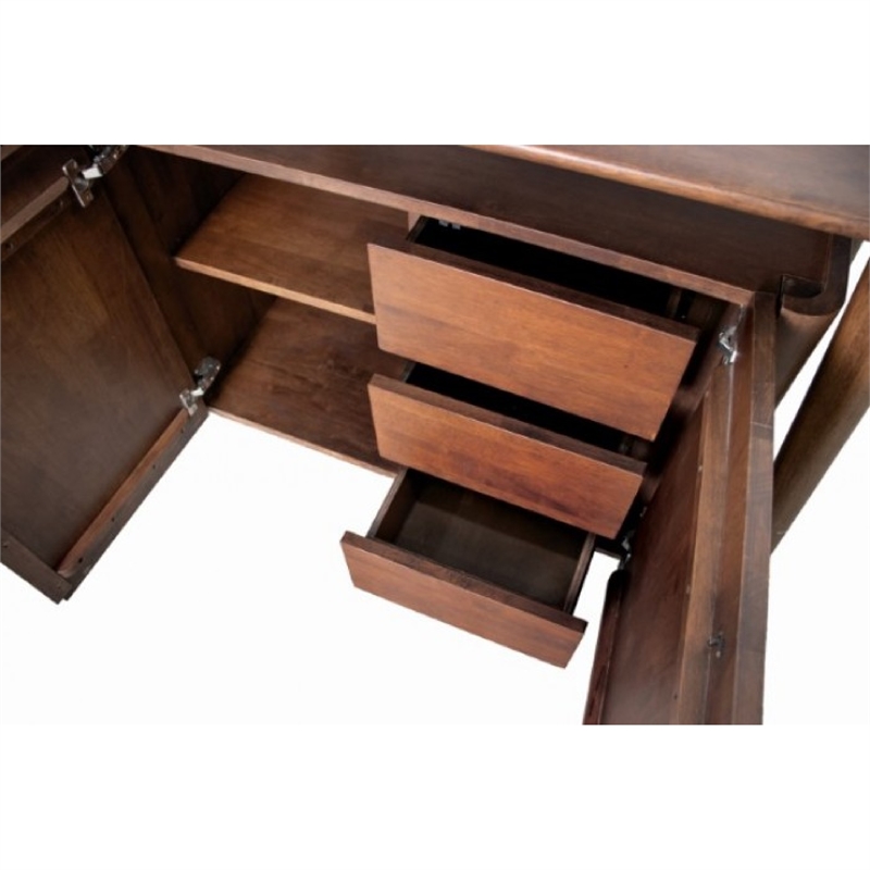 Viki Sideboard Buffet Console- Drawers and 4 Doors- Brown Wood 83 Inch