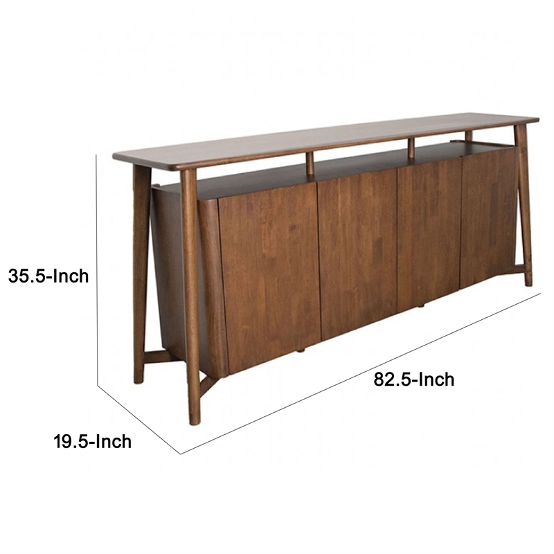 Viki Sideboard Buffet Console- Drawers and 4 Doors- Brown Wood 83 Inch