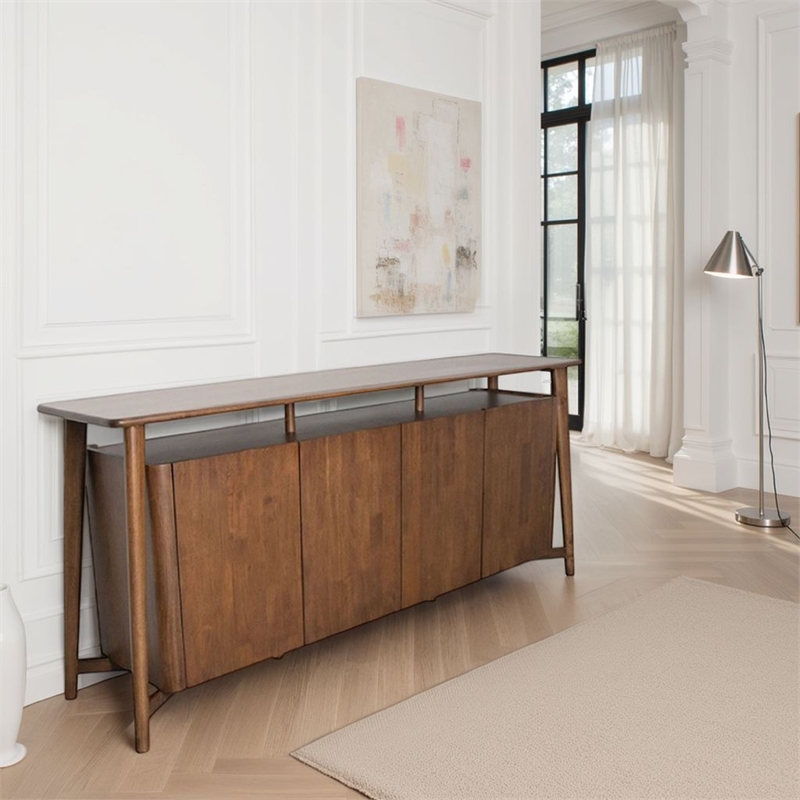 Viki Sideboard Buffet Console- Drawers and 4 Doors- Brown Wood 83 Inch