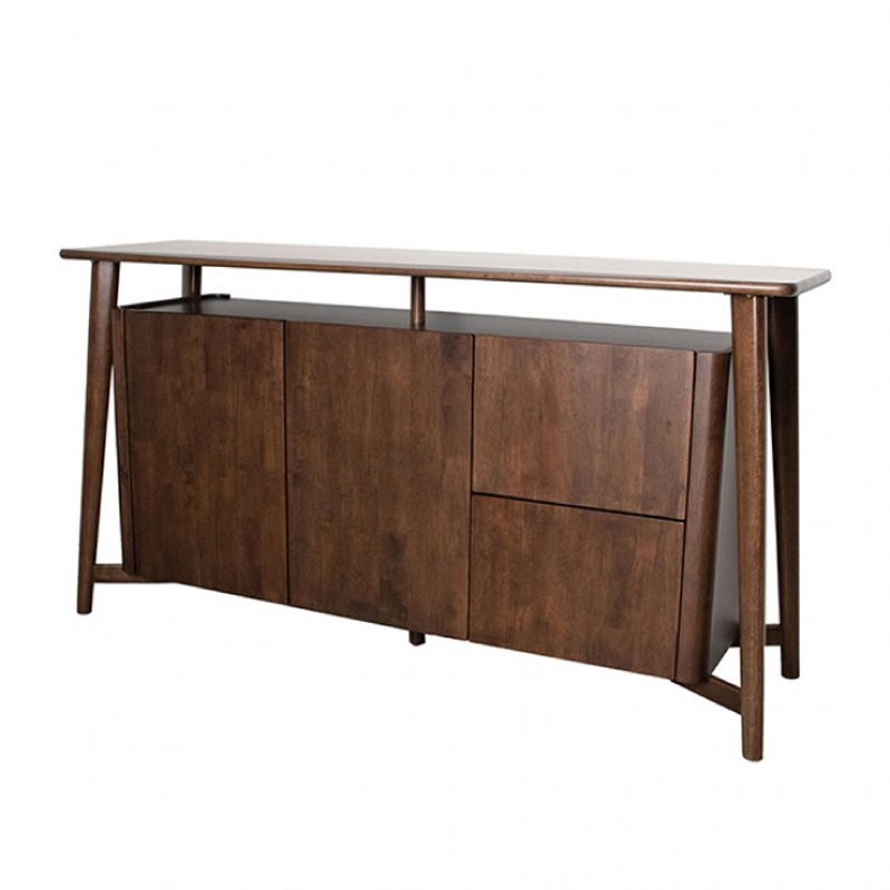 Ziva Sideboard Buffet Console- 2 Drawers and Doors- Brown Wood 67 Inch