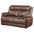 Ellen Loveseat-Brown Faux Leather-Foam Cushions-Pillow Top Arms-63 Inch