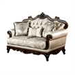 Vera Loveseat-Tufted Beige-Rolled Arms-Cherry Brown Solid Wood-70 Inch