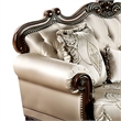 Vera Loveseat-Tufted Beige-Rolled Arms-Cherry Brown Solid Wood-70 Inch