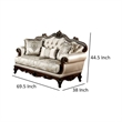 Vera Loveseat-Tufted Beige-Rolled Arms-Cherry Brown Solid Wood-70 Inch