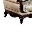 Vera Loveseat-Tufted Beige-Rolled Arms-Cherry Brown Solid Wood-70 Inch