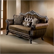 Sena Loveseat-Faux Leather-Rolled Arms-Cherry Brown Solid Wood-74 Inch