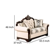 Catie 66 Inch Loveseat-Beige-Nailhead Trim-Cherry Brown Solid Wood