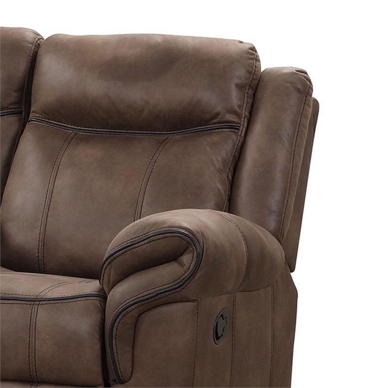 Arisa Loveseat-Brown Faux Leather-Storage Console and Cupholders-79 Inch