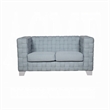 Reah Loveseat-Knitted Light Blue Chenille-White Wood Legs-63 Inch