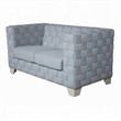 Reah Loveseat-Knitted Light Blue Chenille-White Wood Legs-63 Inch