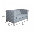 Reah Loveseat-Knitted Light Blue Chenille-White Wood Legs-63 Inch