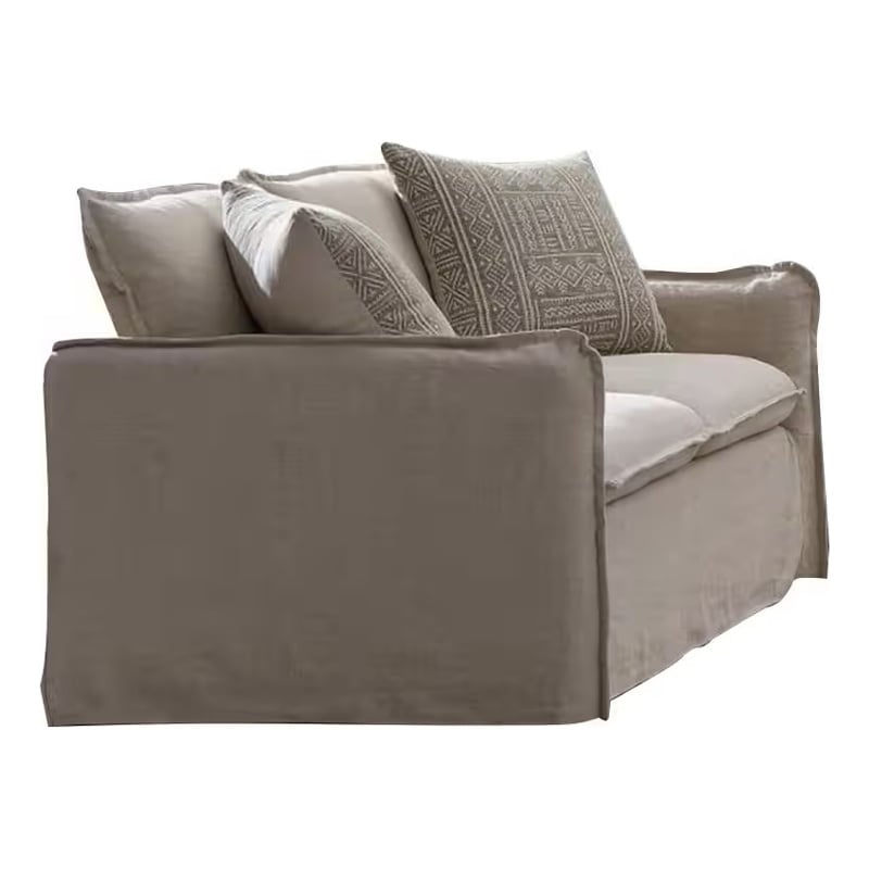 Savoir Loveseat-2 Accent Pillows-Plush Modern Beige Linen-64 Inch