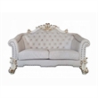 Antoine Loveseat-4 Pillows-Ivory Fabric Antique Pearl Wood-66 Inch
