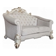 Antoine Loveseat-4 Pillows-Ivory Fabric Antique Pearl Wood-66 Inch