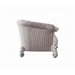 Kai Loveseat-5 Pillows-Tufted Ivory Fabric-Scrolled-White-76 Inch