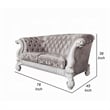 Kai Loveseat-5 Pillows-Tufted Ivory Fabric-Scrolled-White-76 Inch
