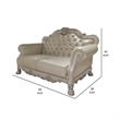Ally Loveseat with 3 Pillows-64 Inch Wood-Vintage White Faux Leather