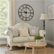 Ally Loveseat with 3 Pillows-64 Inch Wood-Vintage White Faux Leather