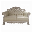 Ally Loveseat with 3 Pillows-64 Inch Wood-Vintage White Faux Leather