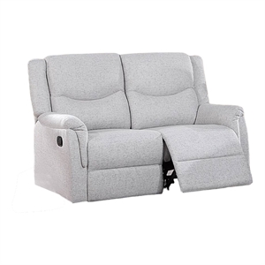 Ammy Manual Loveseat with Pillow Arms-53 Inch Wood-White Faux Burlap