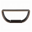 Riza Console Table-Half Moon Wood Frame Black-Gold Finish-70 Inch