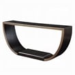 Riza Console Table-Half Moon Wood Frame Black-Gold Finish-70 Inch