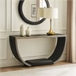 Riza Console Table-Half Moon Wood Frame Black-Gold Finish-70 Inch
