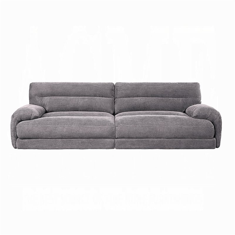 Enzo Loveseat-Rolled Cushioned Armrests-Modern Gray Corduroy Fabric