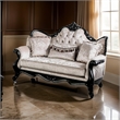 Paulo Loveseat-Carved Details-Black Solid Wood-71 Inch