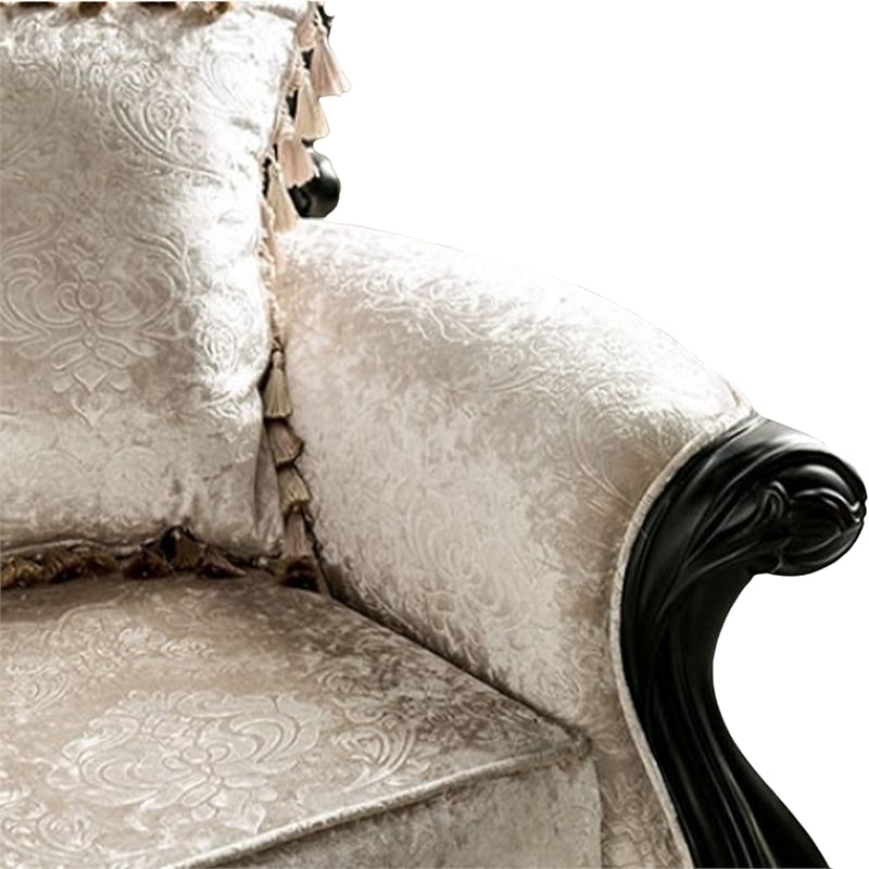 Paulo Loveseat-Carved Details-Black Solid Wood-71 Inch