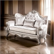 Paulo 71 Inch Loveseat-Carved Details-Silver Solid Wood