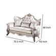 Paulo 71 Inch Loveseat-Carved Details-Silver Solid Wood