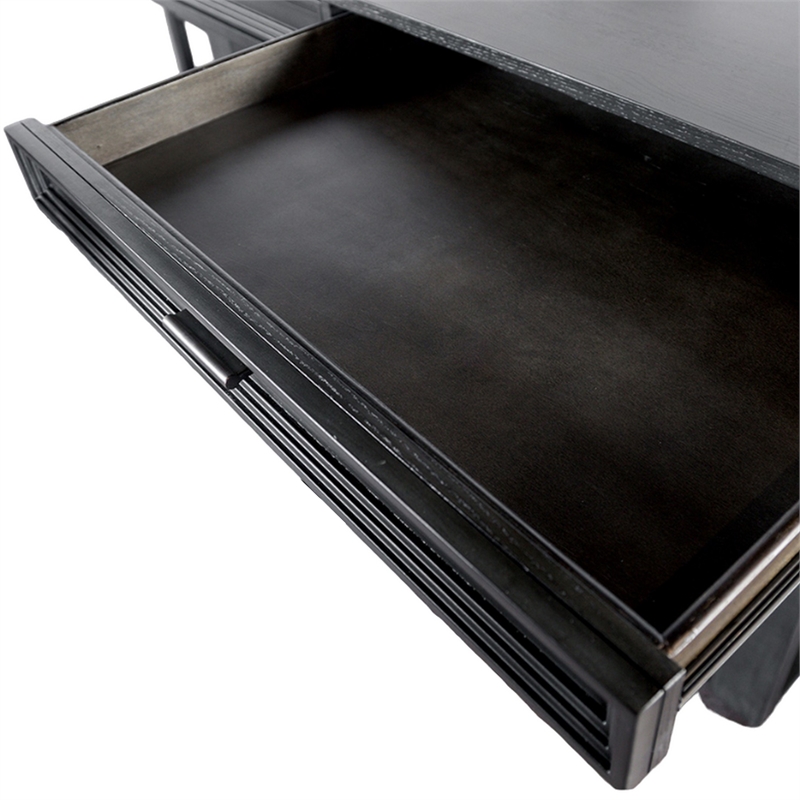 Manny Counter Height Table with Drawer-Trestle Base-Solid Wood-Gray