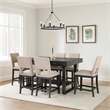 Manny Counter Height Table with Drawer-Trestle Base-Solid Wood-Gray