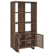 Doxx Bookcase-Slatted Cabinet-Black Open Frame Legs-Walnut Brown