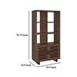 Doxx Bookcase-Slatted Cabinet-Black Open Frame Legs-Walnut Brown