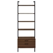 Wens 3pc Wall Mounted Bookcase Set-Shelves-2 Drawers-Walnut Brown