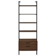 Wens Wall Mounted Bookcase Unit-4 Shelves-2 Drawers-Black Brown