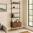 Wens Wall Mounted Bookcase Unit-4 Shelves-2 Drawers-Black Brown