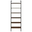 Wens Wall Mounted Bookcase Unit-6 Open Shelves-Black Metal-Brown