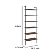 Wens Wall Mounted Bookcase Unit-6 Open Shelves-Black Metal-Brown