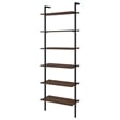 Wens Wall Mounted Bookcase Unit-6 Open Shelves-Black Metal-Brown