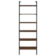 Wens Wall Mounted Bookcase Unit-6 Open Shelves-Black Metal-Brown