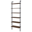 Wens Wall Mounted Bookcase Unit-6 Open Shelves-Black Metal-Brown
