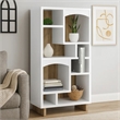 Aton Bookcase-Multiple Shelves and Compartments-Distressed White