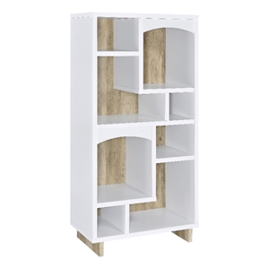 Aton Bookcase-Multiple Shelves and Compartments-Distressed White