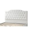 Full Size Bed- Tufted Curved- White Faux Leather Upholstered Pine Wood