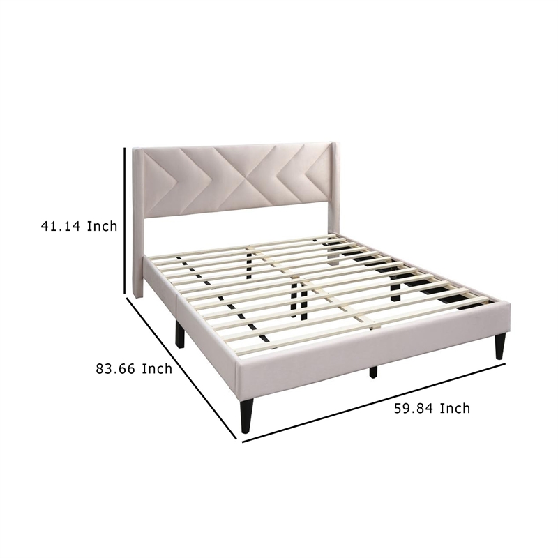 Reno Queen Size Bed- Modern X Channel Tufted Pink Velvet Upholstery