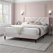 Reno Queen Size Bed- Modern X Channel Tufted Pink Velvet Upholstery