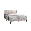 Reno Queen Size Bed- Modern X Channel Tufted Pink Velvet Upholstery